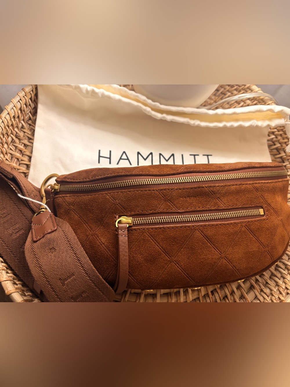 NWT Hammitt Suede Crossbody Belt Bag in Chocolate Diamond - Picture 2 of 6
